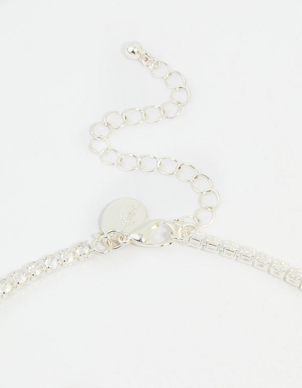 Silver Cubic Zirconia Graduating Y-Necklace