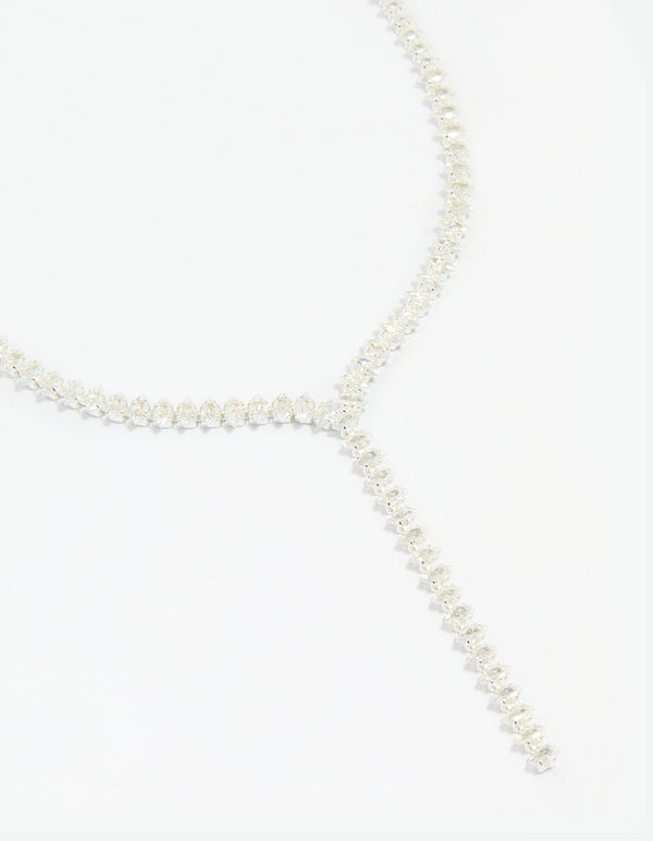 Silver Cubic Zirconia Graduating Y-Necklace