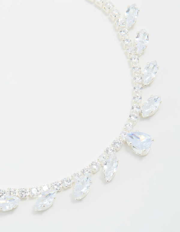 Silver Cubic Zirconia Navette Toggle Bracelet