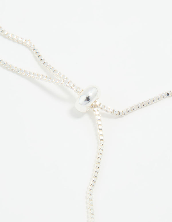Silver Cubic Zirconia Navette Toggle Bracelet