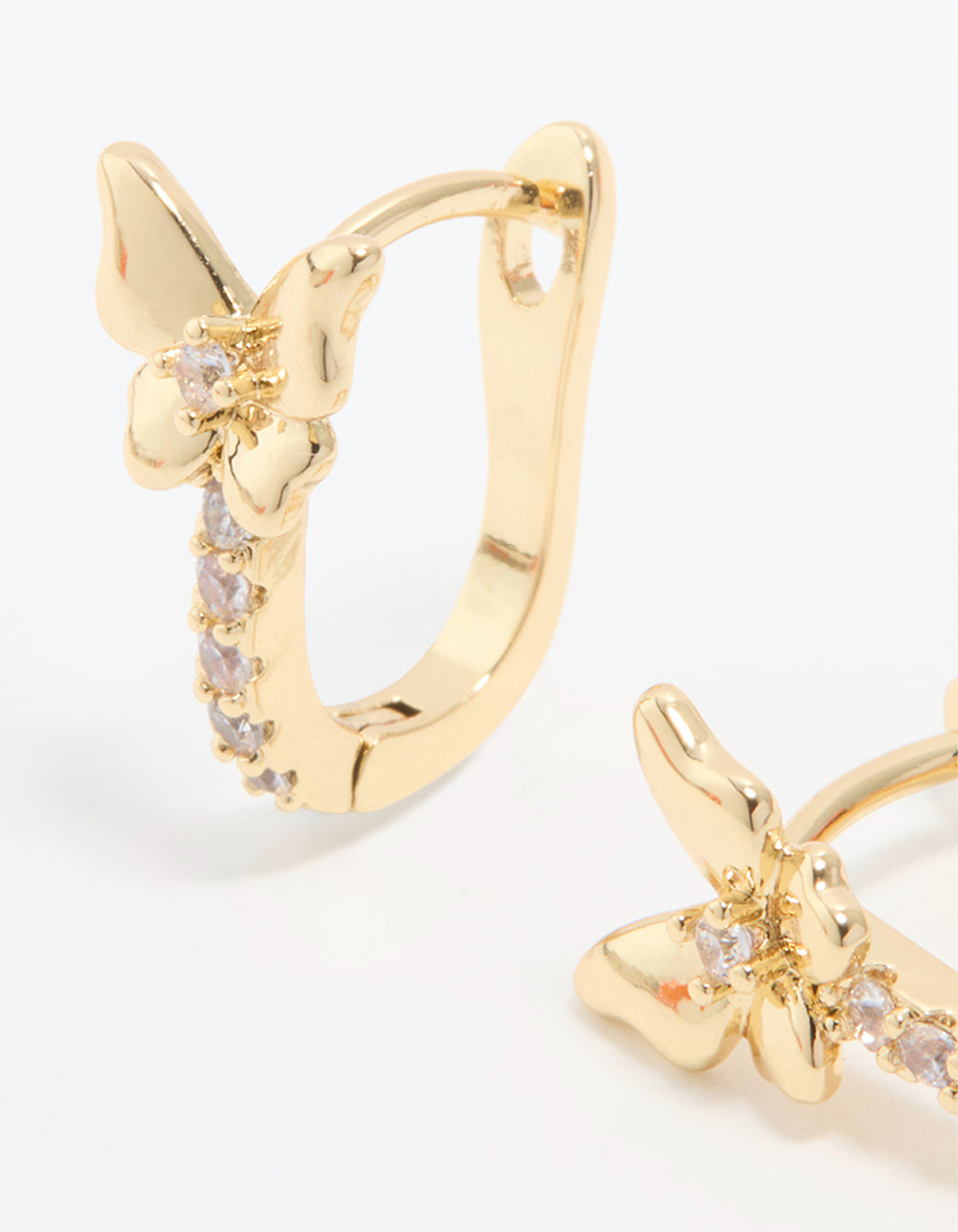 Gold Plated Cubic Zirconia Mini Butterfly Huggie Earrings