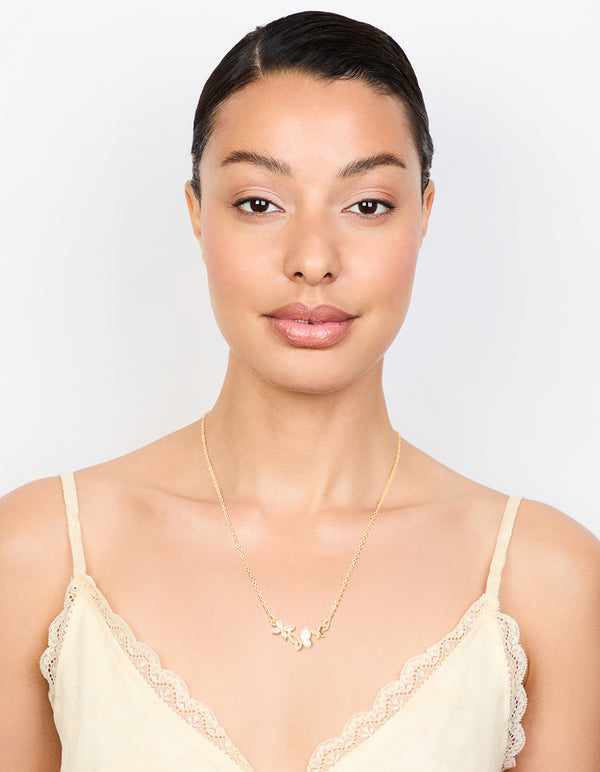 Gold Plated Cubic Zirconia Butterfly Pendant Necklace