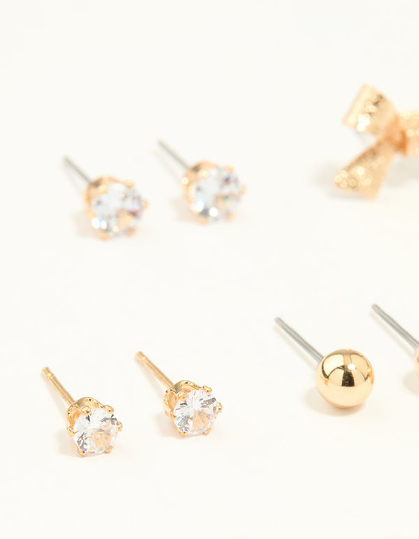 Gold Diamante & Pearl Earrings Stack 7-Pack