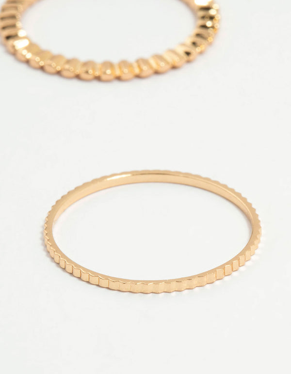 Gold Thin Wrap Circle Stacking Rings 8-Pack