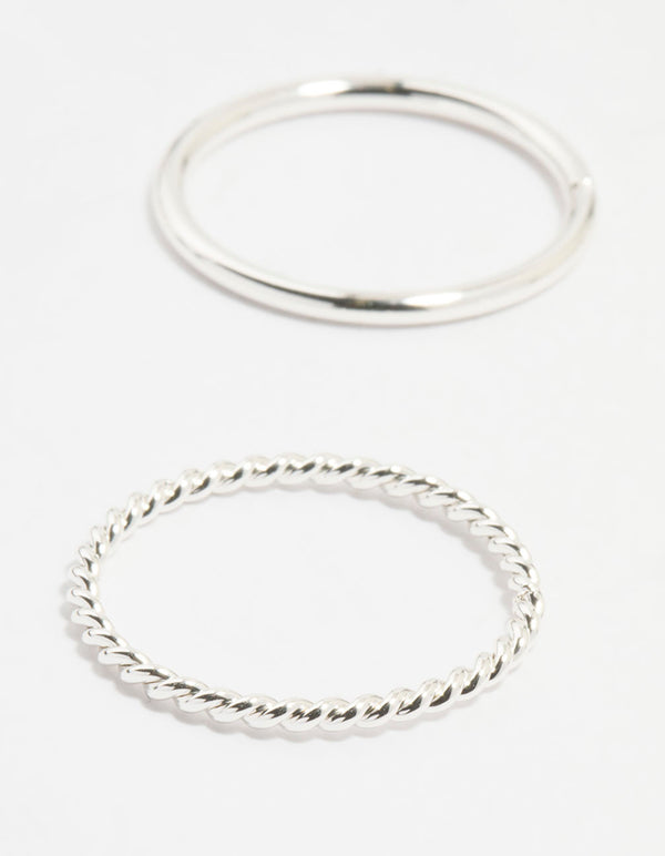 Silver Thick Simple Stacking Rings 12-Pack