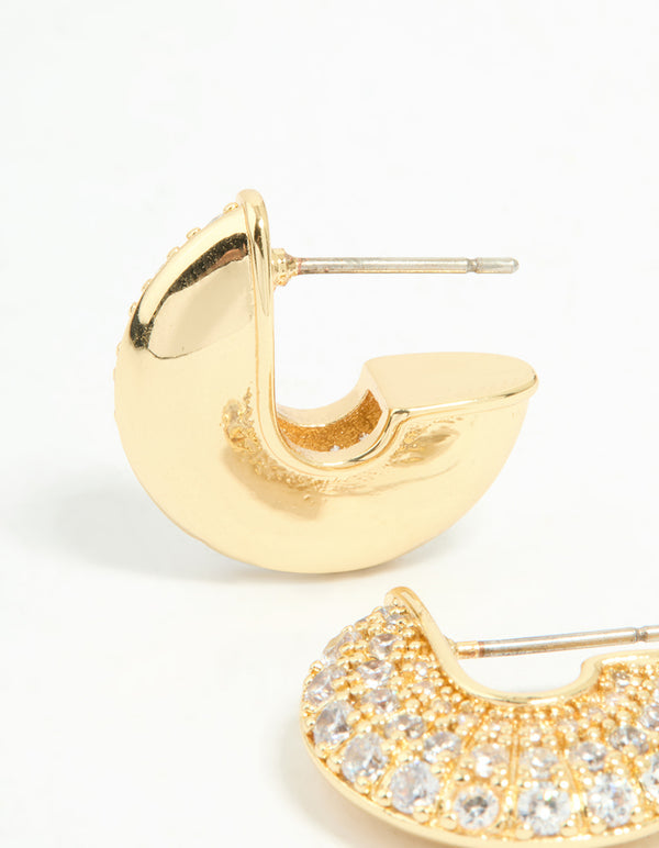 Gold Plated Cubic Zirconia Mini Hoop Earrings
