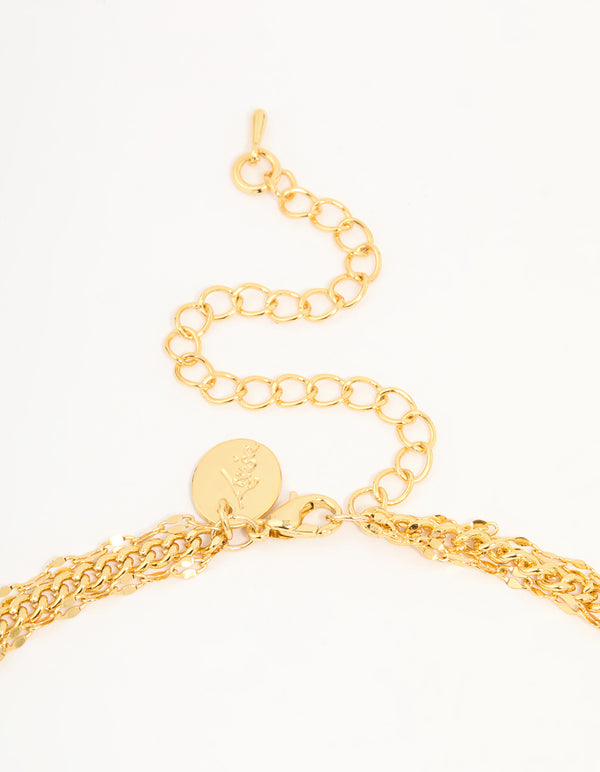 Gold Plated Tennis Chain Layered Y-Necklace
