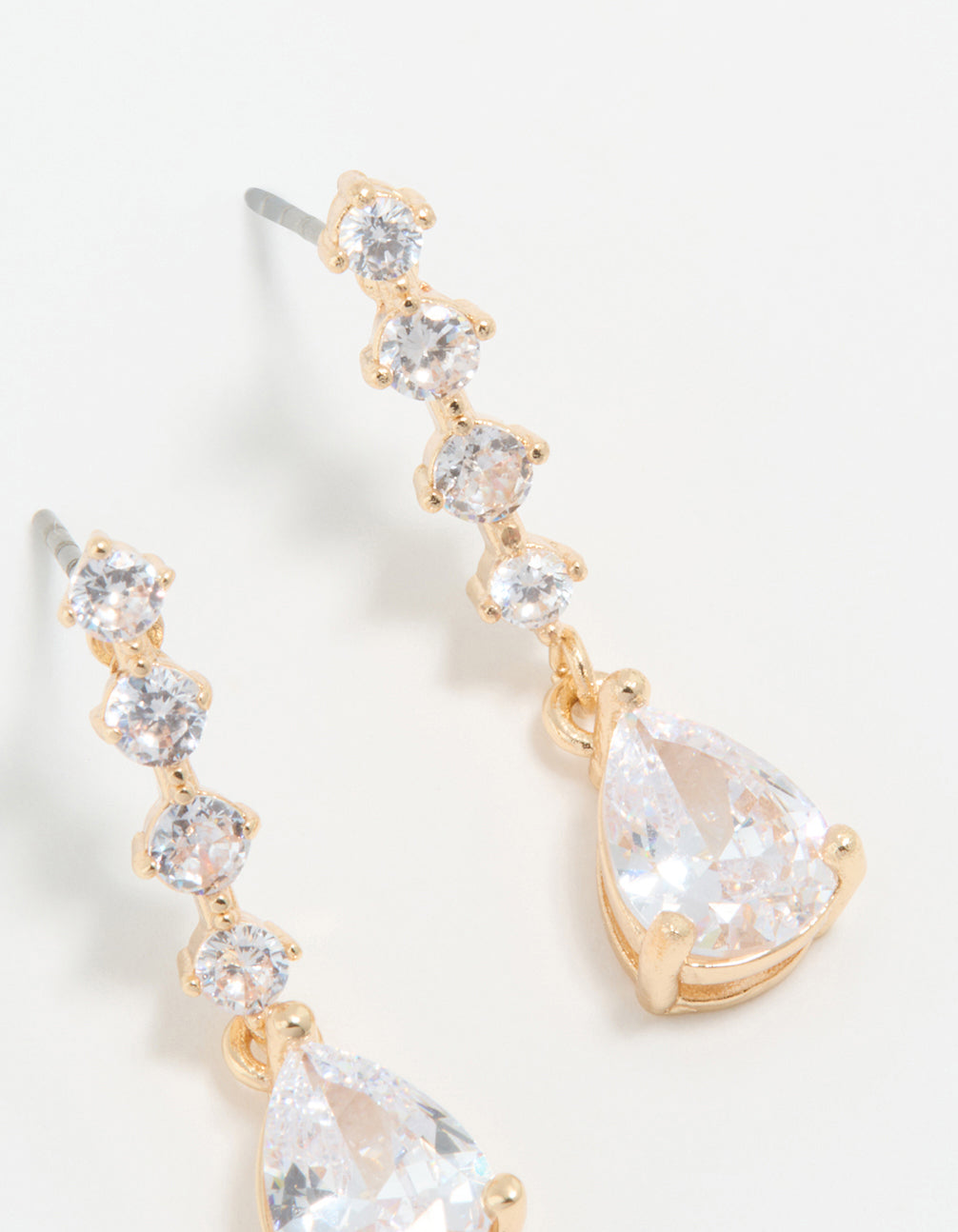 Gold Cubic Zirconia Mini Pear Drop Earrings