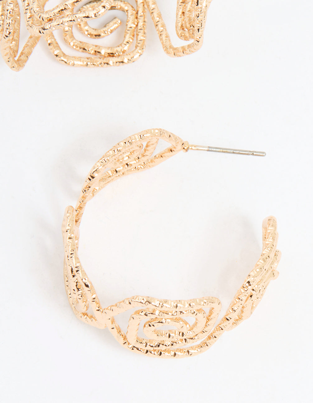 Gold Textured Twisted Hoop Earrings