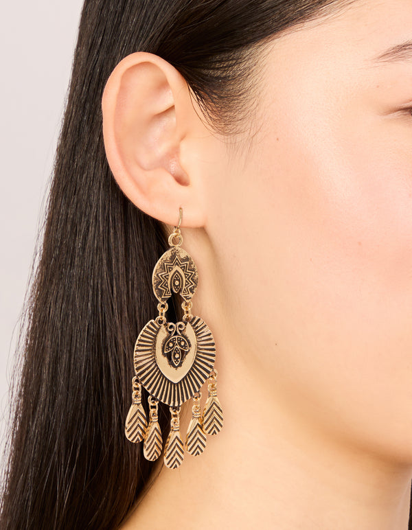 Antique Gold Dreamcatcher Drop Earrings