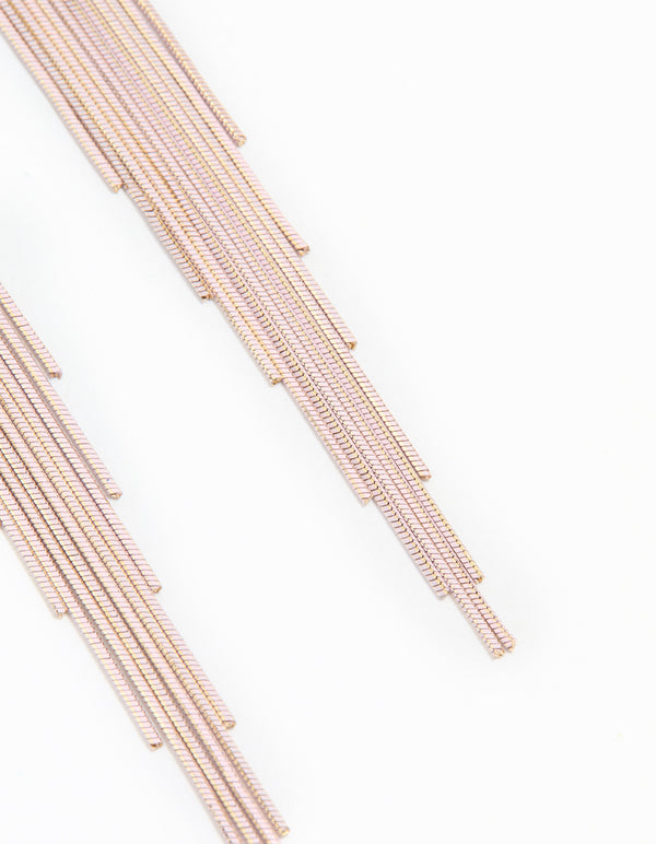Gold Pink Waterfall Cut Chain Earrings