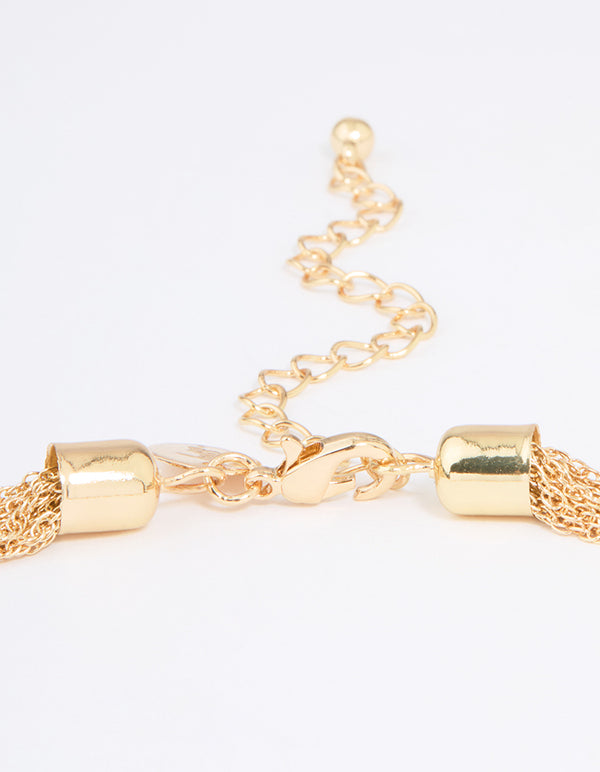 Gold Textured Rope Y-Necklace