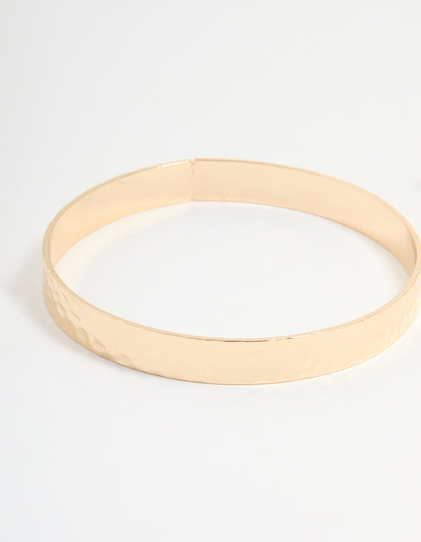 Gold Hammered & Green Gem Bangles 2-Pack