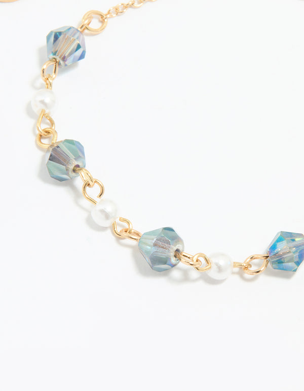 Gold Pearl Heart Beaded Bracelets 3-Pack