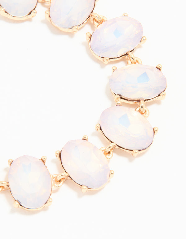 Gold Diamante Iridescent Oval Bracelet
