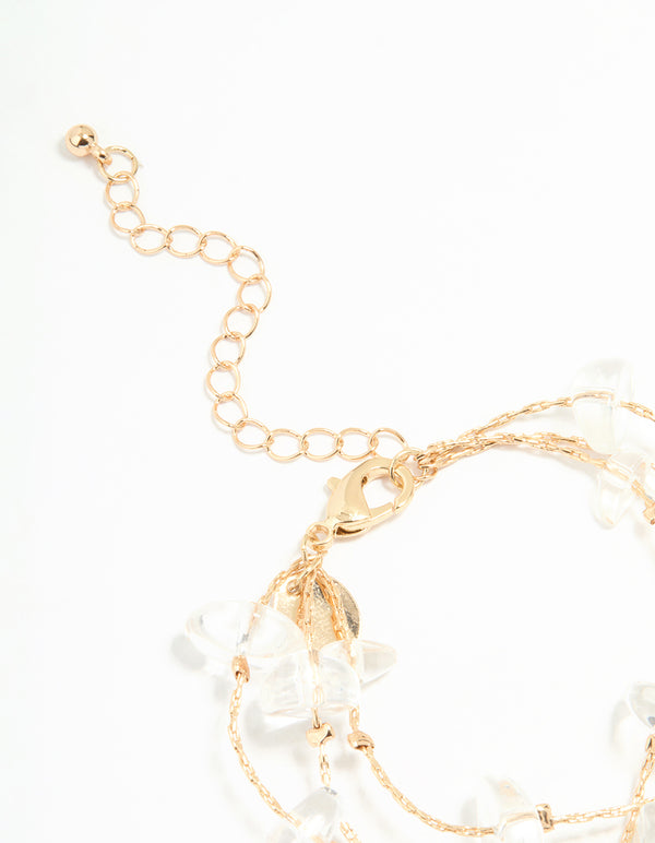 Gold Mixed Stone Chip Layered Bracelet