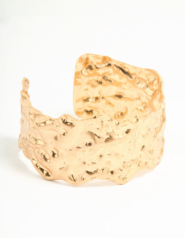 Gold Molten Wide Wrist Cuff