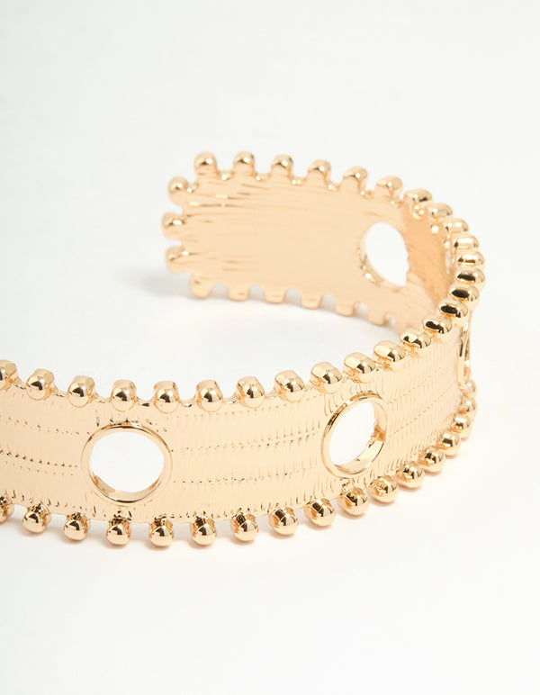 Gold Textured Cutout Wrist Cuff