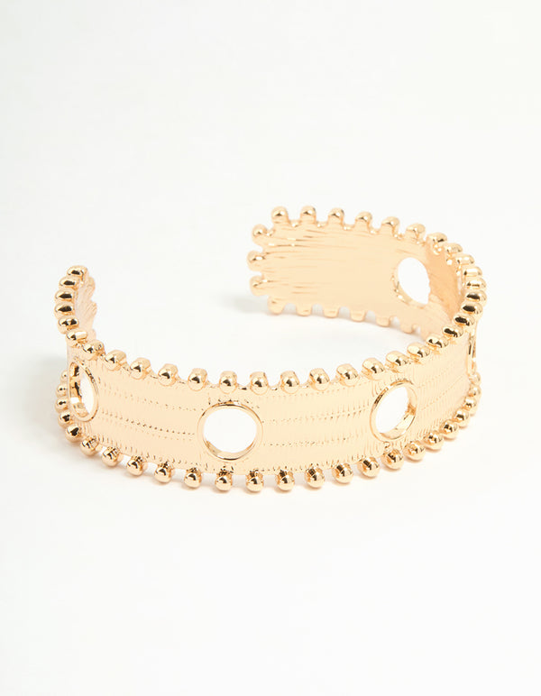 Gold Textured Cutout Wrist Cuff