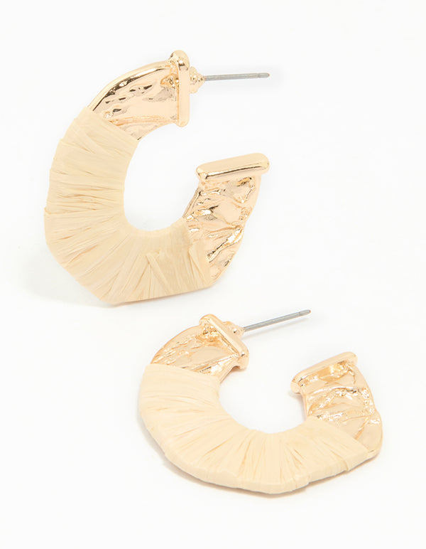 Gold Wrapped Thin C Hoop Earrings
