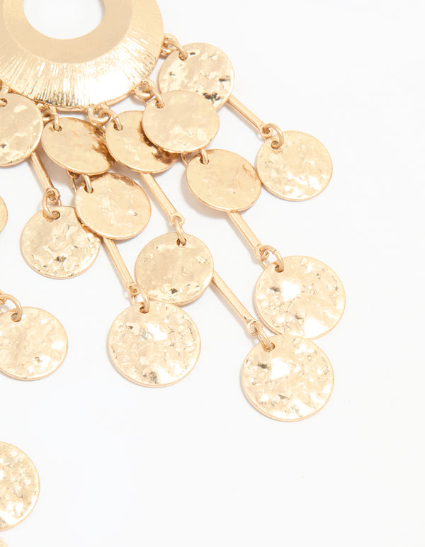 Gold Cascading Disc Hoop Earrings