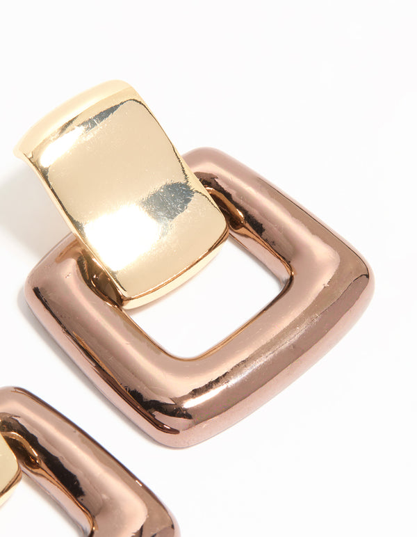 Gold Large Doorknocker Stud Earrings