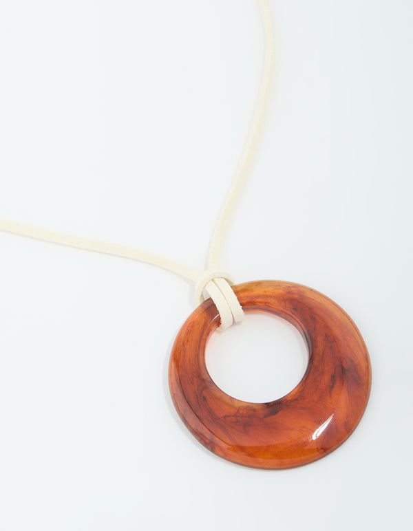 Brown Donut Pendant Cord Necklace