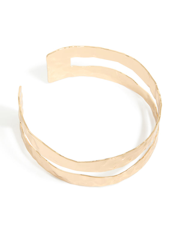 Gold Hammered Layered Arm Cuff