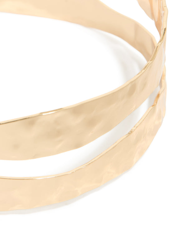 Gold Hammered Layered Arm Cuff