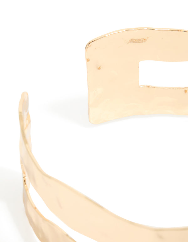 Gold Hammered Layered Arm Cuff