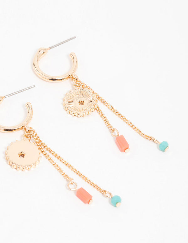 Gold Hamsa Eye Chain Earrings 3-Pack