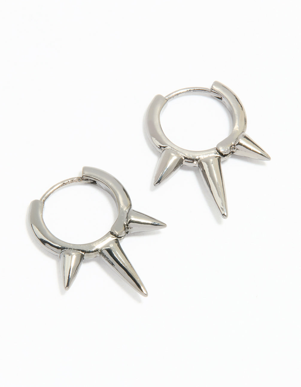 Gunmetal Triple Spike Huggie Earrings