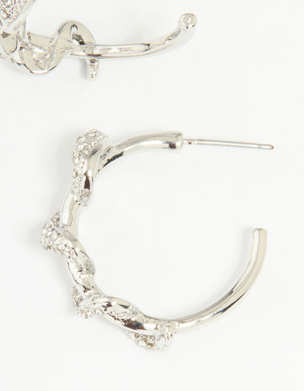 Silver Diamante Snake Hoop Earrings