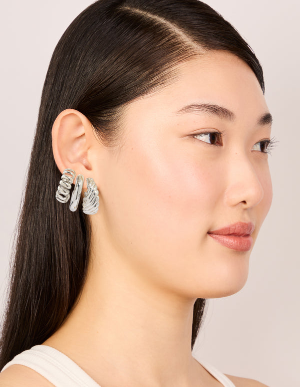 Silver Chunky & Braided Hoop Earrings 3-Pack