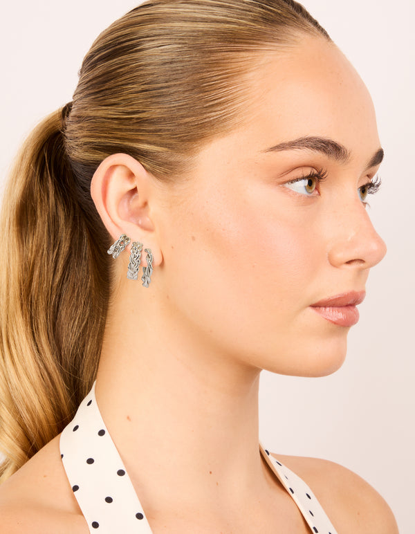 Silver Braided Hoop Earrings 3-Pack
