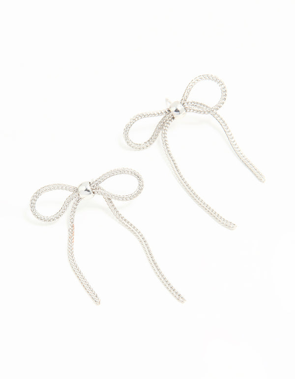 Silver Chain Bow Earrings