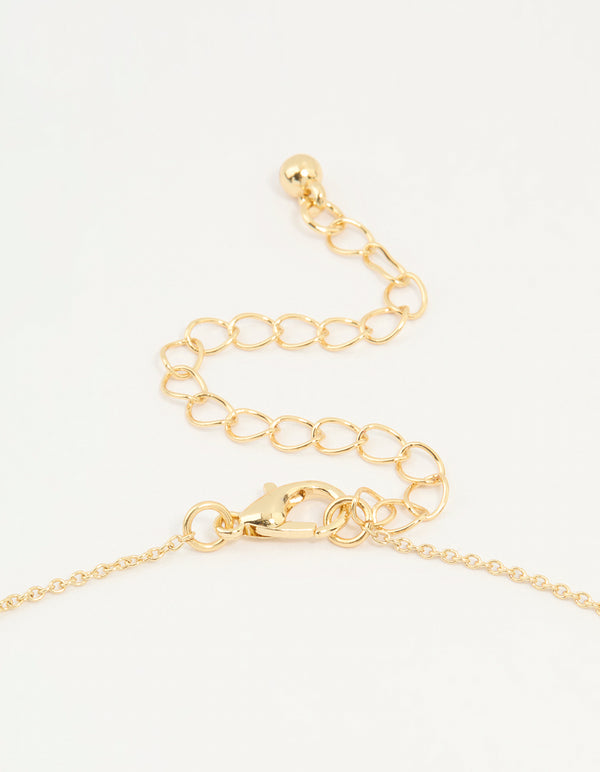 Gold Plated Diamante Wing Charm Pendant Necklace