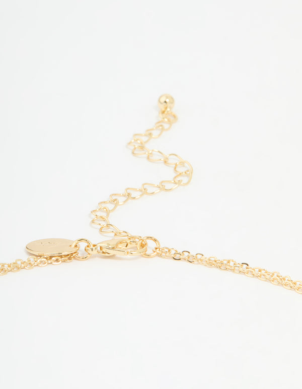 Gold Plated Flower & Cross Layered Necklace