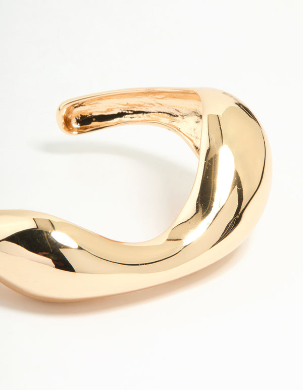 Gold Wavy Solid Wrist Cuff