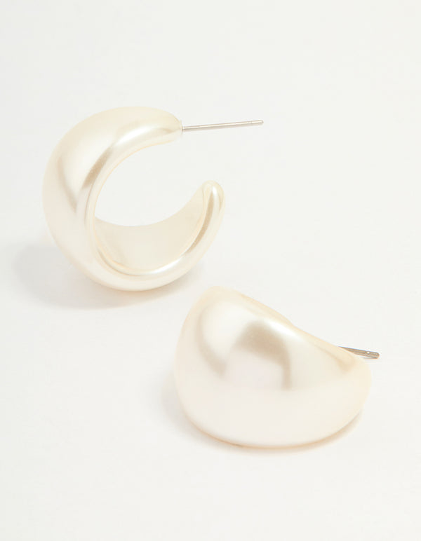 White Coated Metal Mini Chubby Hoop Earrings