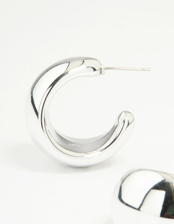 Silver Chunky Bubble Teardrop Hoop Earrings