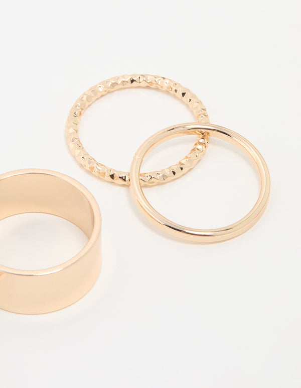 Gold Thick & Thin Cigar Stacking Rings 4-Pack