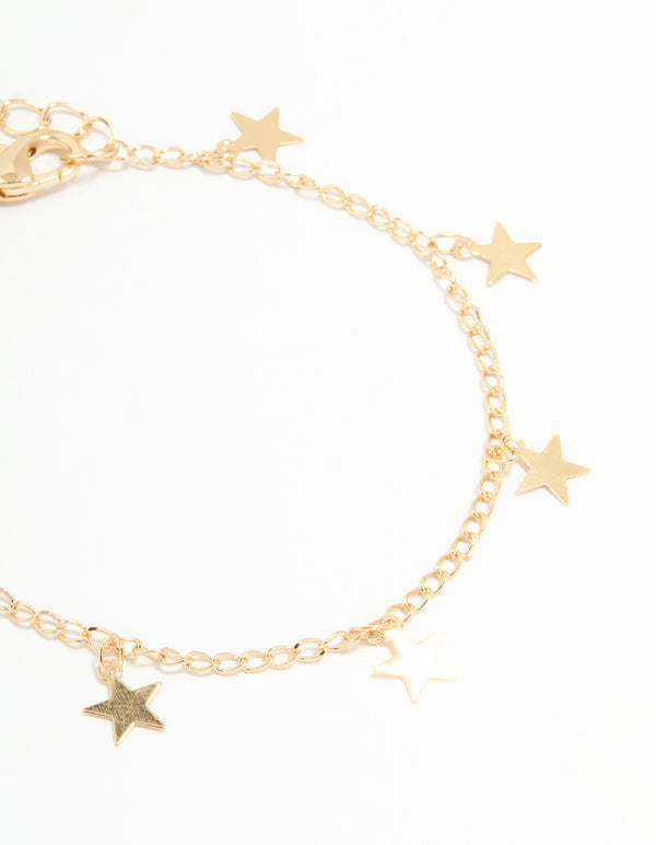 Gold Multicoloured Gem & Star Bracelets 3-Pack