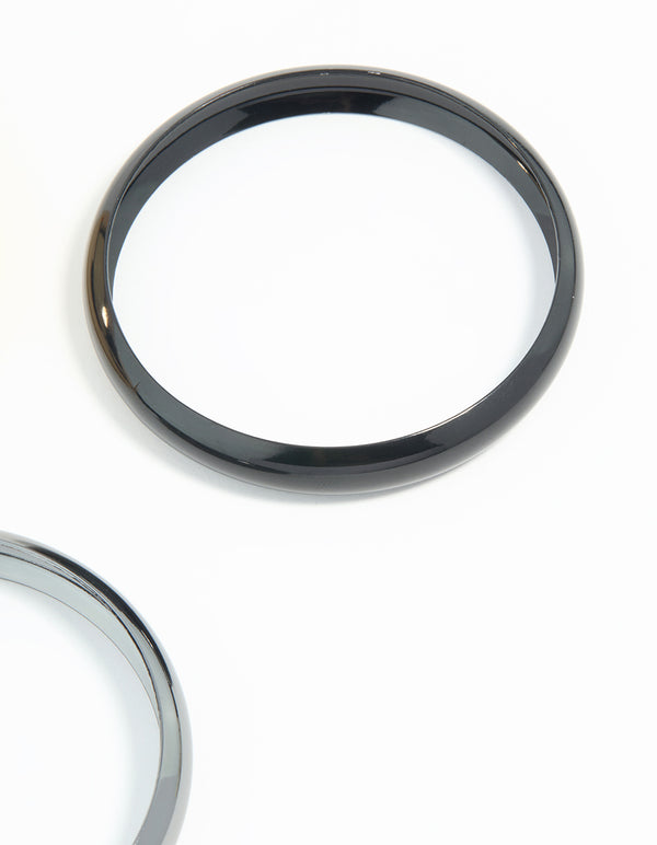 Mixed Metal Dark Blue Bangles 3-Pack