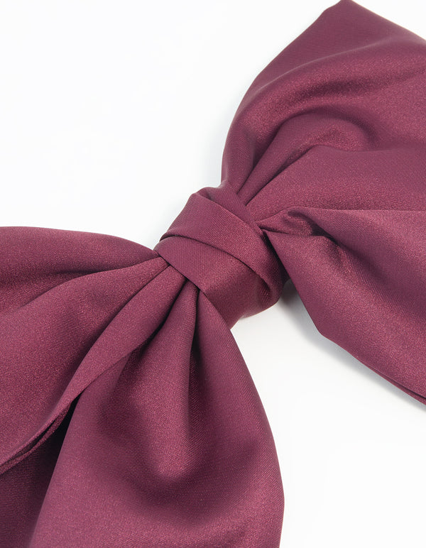 Burgundy Fabric Relaxed Medium Bow Clip