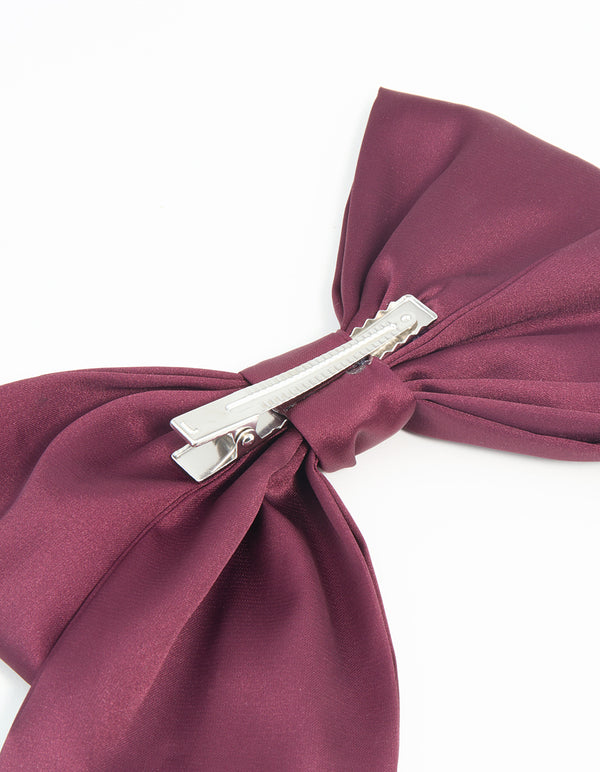 Burgundy Fabric Relaxed Medium Bow Clip