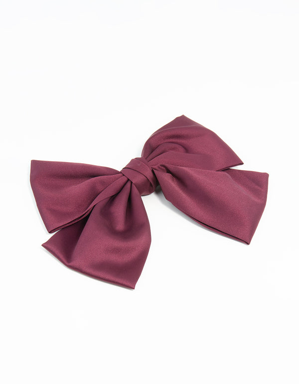 Burgundy Fabric Relaxed Medium Bow Clip