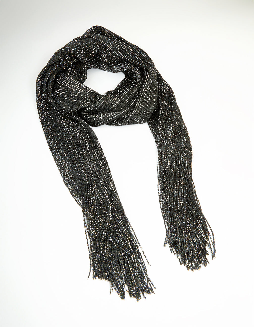 Black Glitter Fabric Draped Scarf