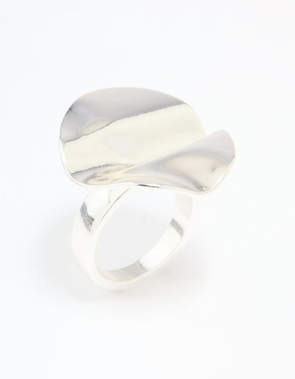 Silver Plated Textured Circle Ring