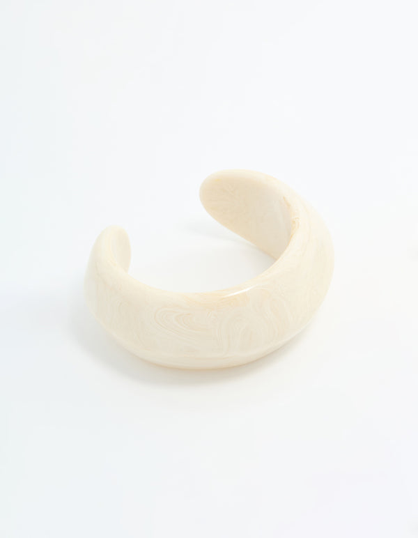 Cream Acrylic Thick Organic Wrist Cuff